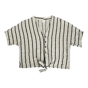 By Together Black and Cream Striped Top Size Medium